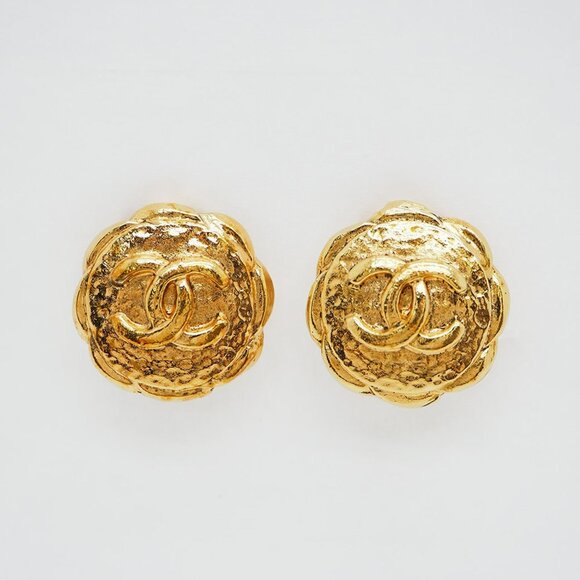 CHANEL Gold Coco Mark Earrings - Picture 1 of 8